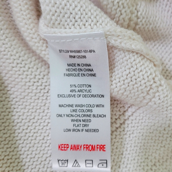 Life Is Good Cotton Blend "Strawberry" Cream Knit Pullover Sweater S - Picture 7 of 8